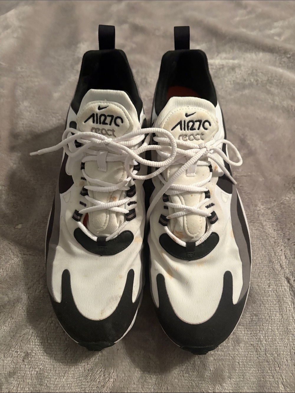Nike White and Black Air Max React Sneakers